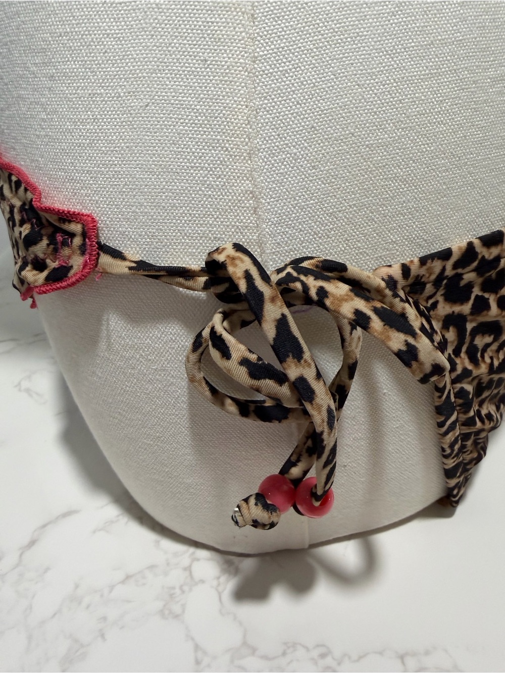 Vintage Y2K Xhilaration Leopard Print Bikini with Pink Ruffle Beaded‎ Trim -- S - Picture 8 of 15